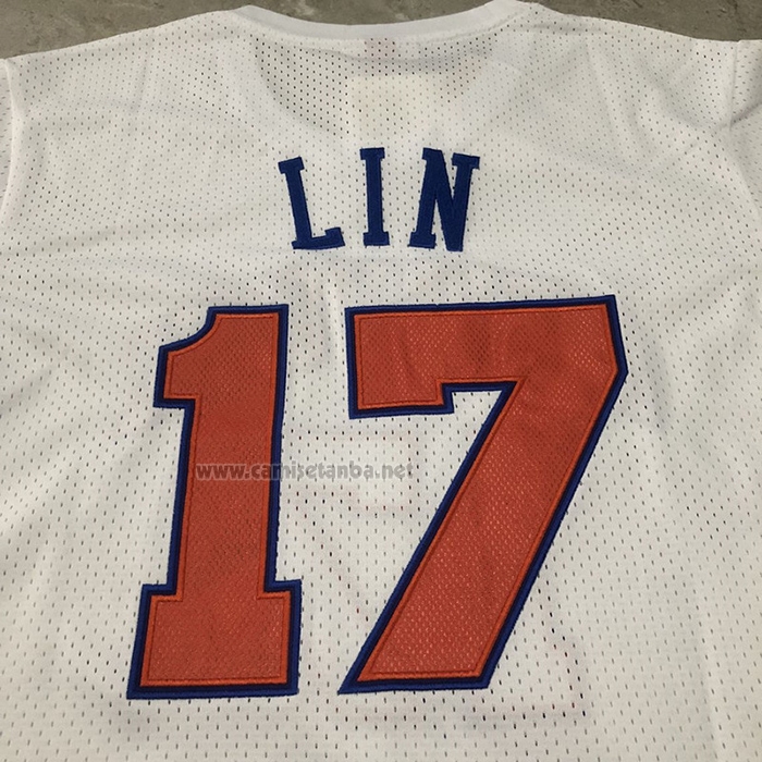 Camiseta Corta Manga New York Knicks Jeremy Lin NO 17 Blanco